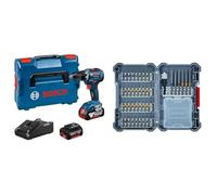 Bosch Professional GSR 18V-55 - Atornillador a batería (2 baterías x 4.0 Ah, 18V, 55 Nm, en L-BOXX) + 40 uds. Set de puntas atornillar (Pick and Click, accesorios para taladro y destornillador)