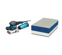 Bosch Professional GSS 230 AVE, Lijadora orbital (300 W, plato lijador 182 x 92 mm, microfiltro, en L-BOXX) + 1x Expert Taco de Doble Densidad, para Madera, 80 x 133 mm, incl. Malla Abrasiva