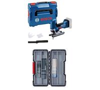 Bosch Professional GST 18V-125 S - Sierra de calar a batería (Brushless, 3500 cpm, profundidad de corte 125 mm, adaptador de aspiración, L-BOXX) + Bosch Profesional Hojas de Sierra de Calar, Gris