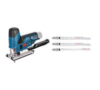 Bosch Professional GST 70 Professional - Sierra de calar a batería (batería y cargador no incluidos), 12 V + 3 x Set de hojas de sierra de calar Expert Wood 2-Side Clean, Longitud 117 mm