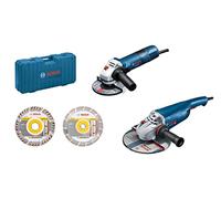 Bosch Professional GWS 22-230 J + GWS 7-125 - Set amoladoras angulares (Ø 230 mm + Ø 125 mm, 2x discos de corte de diamante, en maletín)