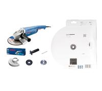 Bosch Professional GWS 2200 P - Amoladora angular (Ø 230 mm, 2200 W, 6500 rpm) + 1x Disco de Corte con Diamante EXPERT MultiMaterial Turbo (per hormigón, ladrillos, piedra blanda, Ø 230 x 22,23 mm)