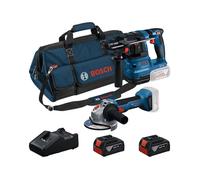 Bosch Professional Juego 2 herramientas combinadas 18V 0615V0003C: Martillo perforador GBH 18V-22 SDS-plus y Amoladora angular GWS 18V-7 125mm con 2 baterías 5.0 Ah