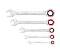 Bosch Professional Juego de Llaves de Carraca, 5 Piezas, Medidas Estándar de 8 mm a 19 mm, Acero al Cromo-Vanadio, en Bolsa de Lona Plegable