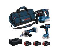 Bosch PRO 18V System Combo Kit: GSB 18V-65, GBH 18V-22, GWS 18V-11, 3x GBA 5.0Ah, GAL 12V/18V-80, M-BAG