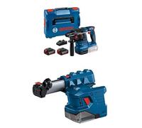 Bosch Professional martillo perforador a batería GBH 18V-22 (con SDS plus, incl. 2 baterías de 4,0 Ah, cargador GAL 18V-40, L-BOXX) + Bosch Professional colector de polvo GDE 18V-12 para martillo