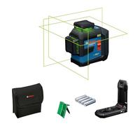 Bosch Professional Nivel láser GLL 80-33 G (soporte LB 10, láser verde, alcance de hasta 30 metros, doble fuente de alimentación, 4 pilas LR6 de 1,5 V, bolsa protectora)