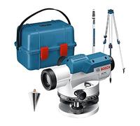 Bosch Professional Nivel Óptico GOL 20 D (aumento 20x, unidad de medida: 360 grados, alcance: hasta 60 m, regla graduada GR 500, trípode BT 160, en maletín de transporte)