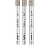 Bosch Professional Set de 3 brocas de diamante Expert for Ceramic (para Azulejos duros, Piedra dura, Piedra blanda, Ø 6/6/8 mm, Accesorios Taladro)