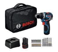 Bosch Professional Taladro atornillador inalámbrico GSR 12V-32 de 12 V (Advanced KickBack Control, motor sin escobillas, incluye batería de 2,0 Ah, GAL12V-20, accesorios, plantilla de pick-and-click