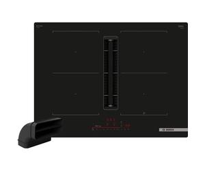 Bosch PVQ711HGA7 Serie 6 Placa de inducción inteligente con extractor (autosuficiente), 70 cm de ancho, con canal plano L, fabricado en Alemania, CombiZone, ventilación automática, PowerBoost, control