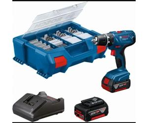 BOSCH ROBERT PRO FBA80009 - Taladro atornillador Bosch GSR18V-21 18 V + 2 baterías de 4 Ah + cargador + maletín L-Case-06019H100C