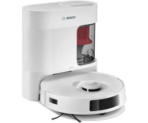 Bosch - Robot Aspirador Spotless +, BCRD1W, aspira y friega, Potencia 11.000 Pa², Almohadilla húmeda Fija, estación Seca, Sistema Inteligente de visión por Infrarrojos, Bosch Home Connect App, Blanco