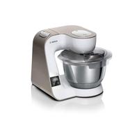 Bosch - Robot de cocina con báscula, MUM 5, 1000 W, cuenco de acero inoxidable (3.9 L), juego profesional de pastelería, trituradora, blanco/champán, MUM5XW20