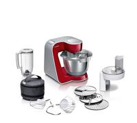 Bosch - Robot de cocina, Serie 4, MUM 5, 1000 W, Rojo, MUM58720 | Potente y versátil: amasa, bate y mezcla con resultados de pastelería.
