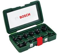 Bosch Set de 12 fresas de metal duro (para madera, vástago de 1/4", accesorios para fresadora)