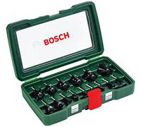 Bosch Set de 15 fresas de metal duro (para madera, vástago de 1/4", accesorios para fresadora)