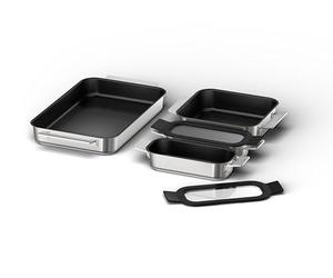 Bosch - Set de 4 recipientes FlexInducción, Válido para PerfectFry Plus, Hierro Fundido, HEZ9FF040
