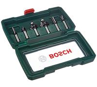 Bosch Set de 6 fresas de metal duro (para madera, vástago de 8 mm, accesorios para fresadora)