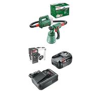 Bosch Sistema de pulverización de pintura a batería EasySpray 18V-100 (volumen de alimentación: 0-100 ml/min; volumen del contenedor: 800 ml, en caja)+ Bosch Kit básico de batería y cargador rápido18V