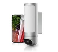 Bosch Smart Home Cámara Exterior II, cámara vigilancia Exterior, cámara IP, resolución 1080p Full-HD con Sirena integrada y lámpara de diseño, Compatible con Amazon Alexa,