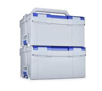 Bosch Sortimo L-BOXX 238 Serie G Set de 2 unidades, tamaño 3, color gris claro con tapa azul industrial, maletín de herramientas apilable vacío