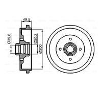 BOSCH Tambor De Freno Trasero Ø100Mm Sin Rodamiento Para VW Golf III Variant