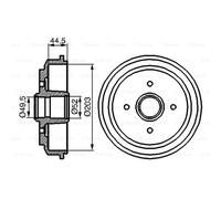 BOSCH Tambor de Freno Trasero Ø108mm Sin Cojinete para Mazda 2 Dy Ford Fiesta
