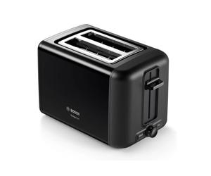 Bosch TAT3P423GB DesignLine Tostadora de acero inoxidable, dos rebanadas - Negro