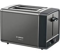 Bosch TAT5P425DE DesignLine - Tostadora compacta, función de descongelación y calentamiento, accesorio para panecillos retráctil, apagado automático, 970 W, color gris