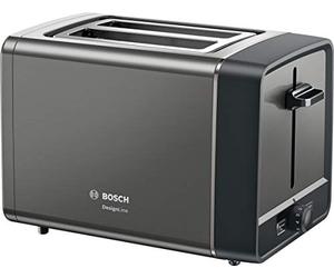 Bosch TAT5P425DE DesignLine - Tostadora compacta, función de descongelación y calentamiento, accesorio para panecillos retráctil, apagado automático, 970 W, color gris