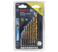 BOSCH TI9IM - Juego surtido de 9 brocas de metal con revestimiento de nitruro de titanio con caja incluida, resistente a los impactos, vástago hexagonal nominal de impacto, ideal para aceros al