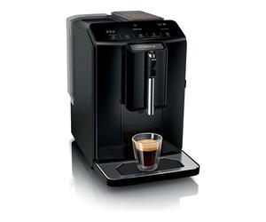 Bosch TIE20109 Máquina de Café Espresso Automática Serie 2 con Molinillo Integrado, 15 Bar, Espumador de Leche, Depósito 1.4L, para Granos de Café, Negro, 1300W