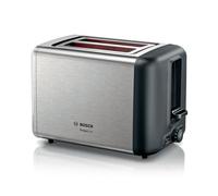 Bosch - Tostadora, DesignLine, 2 rebanadas, calentamiento, descongelación, calentador de panecillos plegable, HighLift, apagado automático, acero inoxidable, TAT3P420