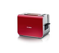 Bosch Tostadora Styline TAT8614N integrada, función de elevación, descongelación, apagado automático, centrado del pan, 800 W, acero inoxidable/rojo