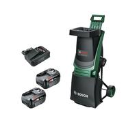 Bosch Trituradora a batería UniversalShredder 2x18V-25 (cuchillas de acero endurecido, corta ramas de hasta 25 mm, motor sin escobillas, incluye 2 baterías de 18V 4.0Ah, bolsa de 28 l, cargador)