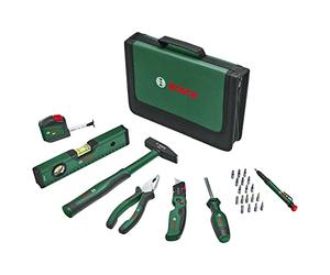 Bosch Universal Juego de herramientas manuales, 25 piezas (kit versátil de herramientas para uso general en bricolaje doméstico; cúter; alicate combinado; cinta métrica; nivel, etc.) - Amazon Edition
