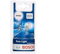 Bosch W5W Pure Light Lámparas para vehículos, 12 V 5 W W2, 1x9, 5d, Lámparas x2