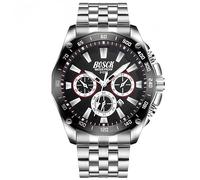 BOSCK Reloj para Hombre, 44 mm, analógico, Resistente al Agua, Acero Inoxidable, con Fecha y día, Lectura fácil antirayaduras de Moda, Reloj para Hombre