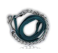 Bosco Correa para perros con cadena de metal, para entrenamiento de perros longitud 2,10 m (verde oscuro)
