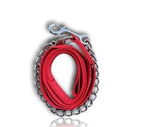 Bosco Correa para perros con cadena de metal, para entrenamiento de perros resistente a mordeduras, longitud 2,10 m (rojo)