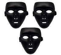 BOSENIYU Máscara de plástico negra, máscaras divertidas y asustadas de Halloween para adultos. (3 piezas)