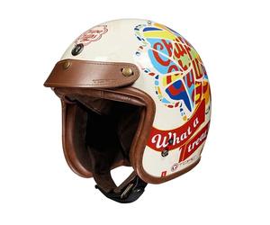 BOSERMEM Casco De Moto Retro, Casco Abierto Certificado ECE 22.06. El Forro Es Ventilado y Transpirable. Adecuado para Motocicletas, Cruceros, Scooters y Ciclomotores(Rompecabezas Beige, M=54-56cm)