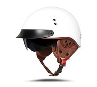 BOSERMEM Cascos De Motocicleta para Hombres y Mujeres Aprobado por ECE, Cascos De Ciclomotor con Viseras El Cabezal Anticolisión Protege La Seguridad Vial De Los Usuarios(Helles Weiss, XL 61-62cm)