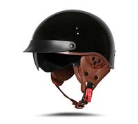 BOSERMEM Cascos De Motocicleta para Hombres y Mujeres Aprobado por ECE, Cascos De Ciclomotor con Viseras El Cabezal Anticolisión Protege La Seguridad Vial De Los Usuarios(Helles Schwarz, L 59-60cm)