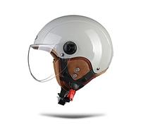 BOSERMEM Cascos De Motocicleta para Hombres y Mujeres, Cascos De Ciclomotor con Visera Reflectante, Que Protege La Seguridad Vial De Los Usuarios(Gris, Lente Transparente)