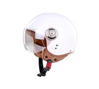 BOSERMEM Cascos De Motocicleta para Hombres y Mujeres, Cascos De Ciclomotor con Viseras.El Cabezal Anticolisión Protege La Seguridad Vial De Los Usuarios（Blanco, L 58-60cm）