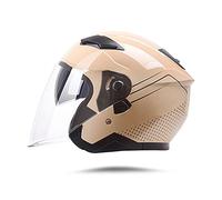 BOSERMEM Cascos De Motocicleta para Hombres y Mujeres, Cascos De Ciclomotor con Viseras, El Cabezal Anticolisión Protege La Seguridad Vial De Los Usuarios(Beige)