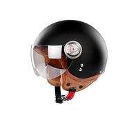 BOSERMEM Cascos De Motocicleta para Hombres y Mujeres, Cascos De Ciclomotor con Viseras.El Cabezal Anticolisión Protege La Seguridad Vial De Los Usuarios（Negro Mate, L 57-58cm）