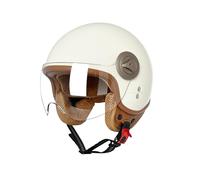 BOSERMEM Cascos De Motocicleta para Hombres y Mujeres, Cascos De Ciclomotor con Viseras.El Cabezal Anticolisión Protege La Seguridad Vial De Los Usuarios(Beis, L 57-58cm)